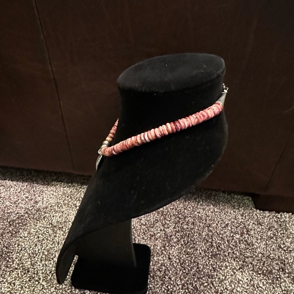 Hand Crafted Purple Spiny Oyster & Sterling Silver Concho Beaded Necklace-OOAK - Picture 3 of 4